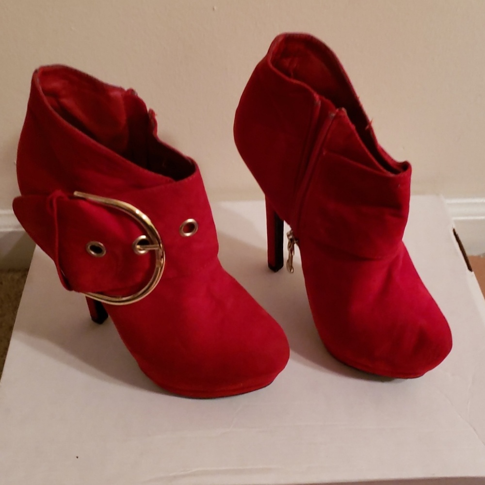 Red ankle boots